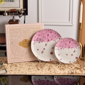 Premium Stoneware Wedding Charger Plates with Gold Rim Floral Design Colorful Options Freezer Safe <b>Dinnerware</b> Sets for Parties - Product Image 1