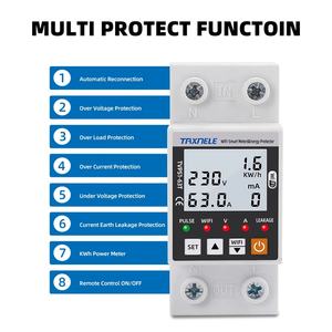 Protector <span class=keywords><strong>de</strong></span> Voltaje Inteligente WiFi TUYA 63A, Dispositivo <span class=keywords><strong>de</strong></span> Relé, Interruptor, Medidor <span class=keywords><strong>de</strong></span> Energía kWh TVS1-63T, Compatible con <span class=keywords><strong>Google</strong></span> Assistant - Product Image 4