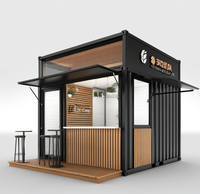 Kiosque de café modulaire en conteneur préfabriqué avec comptoir de service, auvent et stand commercial portable sur mesure