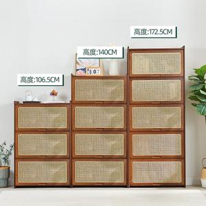 <b>Shoe</b> <b>Rack</b> Rattan Solid Wood 5 Drawer Dustproof Storage Cabinet Entryway Foyer Balcony Home Use - Product Image 4