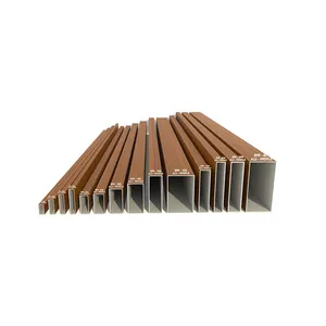 Customized Extrusion Profiles Powder Coated Wood Grain Square Tube Aluminum Wall Pipe Decorative Aluminum Tubing Alu Tube Wooden