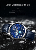 Offre Spéciale OEM ODM mode montre phase de lune 916 Sky Dial montre de sport chronographe étanche montre à quartz en cuir pour hommes Reloj hombres