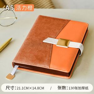 A5 PU Notebook Hardcover Metal Pendant <b>Bookmark</b> Oil Edge High-end Enterprise Customized LOGO Advertisement Wholesale - Product Image 6