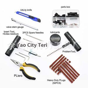 <span class=keywords><strong>Kit</strong></span> de réparation rapide des pneus de voiture en cas d'urgence, 102 pièces, ensemble d'outils manuels en métal noir et rouge pour pneus sans chambre à air - Product Image 3