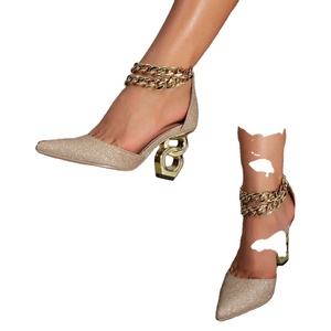 Nouvelles Chaussures à Talons Fins pour Femme, Style Mariage, avec Chaîne, Design Élégant et Noble, Idéales pour l'Été - Product Image 1