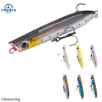 Cheery Hunter 130mm 30g Top Water Dog Walking Hard Bait Popper ABS Material Leurre de pêche artificiel pour Marlin dans le ruisseau de la rivière
