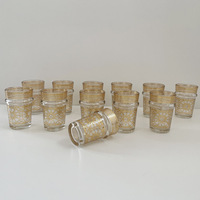 En stock, Moyen-Orient, arabe, écologique, ensemble de 12 verres à thé marocains, design de luxe léger, fleurs cuites à haute température