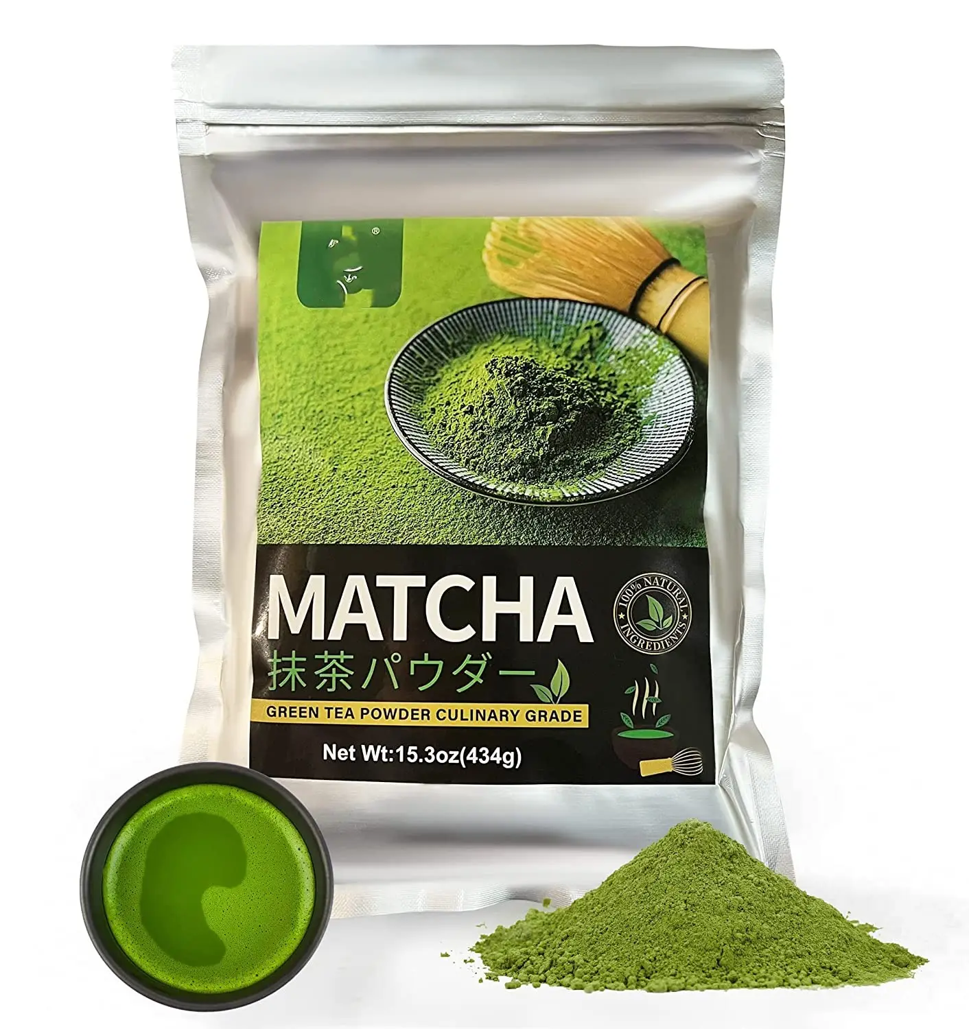 Bubuk Matcha upacara Label pribadi, bubuk teh hijau Matcha 100% murni
