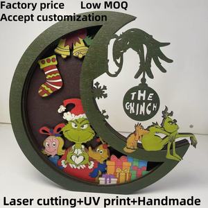 Décoration <span class=keywords><strong>de</strong></span> cheminée <span class=keywords><strong>de</strong></span> Noël en bois imprimée UV, motif lune et Grinchmas, personnages artisanaux sur pied - Product Image 2