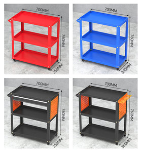 Metal Heavy Duty 3-Layer Lockable Rolling Tool Cart <b>with</b> Drawers for Garage Workshop <b>Storage</b> - Product Image 3