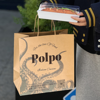 Custom Eco-Friendly Disposable Biodegradable Recyclable Kraft Paper Restaurant Fast Food Noodle Takeaway Shopping Bag Custom