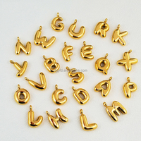 Pendentif Breloque Lettre Bulle A-Z en Acier Inoxydable Doré pour Collier et Bracelet, Accessoires Breloques Alphabet