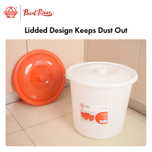 Pearl River 11L Plastic Bucket With Handles Red Round Storage <b>Container</b> For <b>Water</b> Carrying And Mopping - Product Image 2