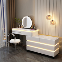 Chambre à coucher moderne haut de gamme de style luxueux et léger pour maison avec rangement en miroir Coiffeuse en bois massif