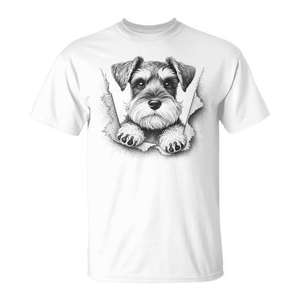 T-shirt Schnauzer miniature Peeking Dog pour hommes et femmes - Product Image 1
