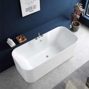 Bañera acrílica rectangular independiente con esquinas redondeadas, de alta resistencia, antiamarilleo, todo en uno, para spa y hidromasaje. - Product Image 1