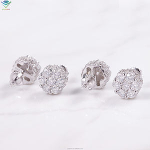 Hot Selling 925 Silver Flower <b>Ear</b> <b>Studs</b> Cluster GRA Certified Screw Back <b>for</b> <b>Men</b> and Women Gold Plated Moissanite earring - Product Image 6