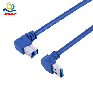 Lung Kay <b>Usb</b> 3.0 Am To Bm Double Bend Data <b>Cable</b> <b>For</b> <b>Printer</b> Connection 90 Degree Angle Plug Extension Cord - Product Image 1