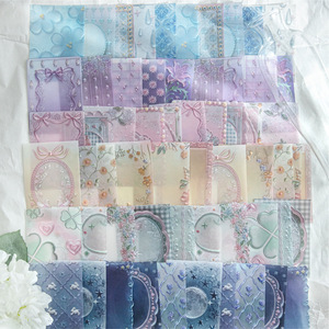 Papier décoratif transparent en PET, doux et rêveur, aux tons macaron, avec bordure en dentelle gaufrée stéréo, motif fleur, nœud et cadre miroir, pour carnet de notes - Product Image 3