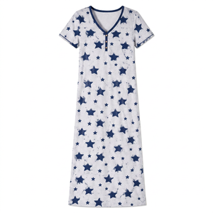 Vestido largo casual con cuello redondo y drapeado, tejido liso - Product Image 2