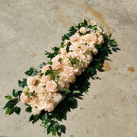 Guirlande florale réutilisable en soie artificielle, roses et hortensias blancs, effet toucher réel, pour décoration d'arche de mariage et de table
