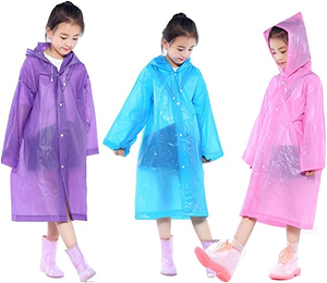Ponchos de pluie réutilisables d'usine avec capuche et manches, imperméables, pour enfants, garçons et filles - Product Image 1