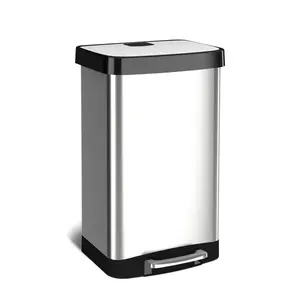 Jiangman Foot Operation 410 Coating Living Room Metal Stainless Steel Pedal Type With Lid Trash Can