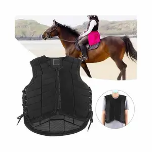 Equestrian Protective Black Vest Protector Horse Riding Vest One Piece Armor with Extended Padding for Adults kids