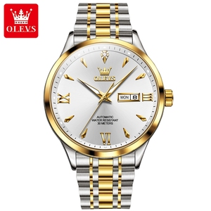 OLEVS 9956 nouvelle montre entièrement automatique en acier inoxydable étanche montres mécaniques affaires Simple <span class=keywords><strong>Double</strong></span> calendrier hommes poignet - Product Image 2