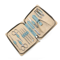 Ensemble de soins pour manucure professionnel de haute qualité en acier inoxydable luxueux, 12 pièces, coupe-ongles, lime à ongles, boîte portable durable