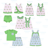 Puresun – Ensemble chemise à volants et bloomers brodés d'alligators mignons pour bébés filles, tenues personnalisées en coton pour tout-petits – Vente chaude