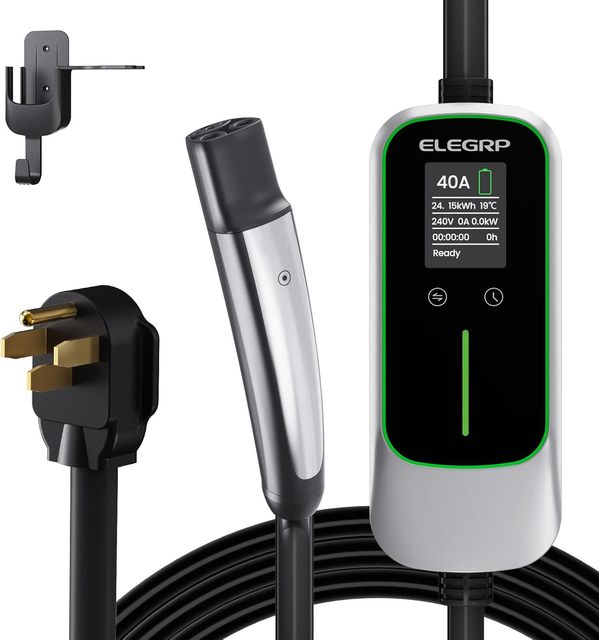 ELEGRP Tesla Level 2 EV Charger, 40A ETL Certified 9.6kW NACS Home & Wall Electric Car Charger with NEMA 14-50 Plug