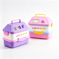 Boîte à lunch pour enfants en forme de maison mignonne, double couche, en acier inoxydable, boîte bento portable avec poignée, récipient alimentaire pour enfants, école