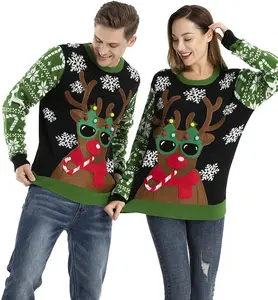 Suéter de Navidad de diseño personalizado, suéter de Navidad negro con diseño bonito y cálido
