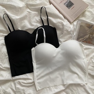 เสื้อกล้ามไร้สายแบบใหม่สำหรับฤดูหนาว บราไร้ตะเข็บแบบ U Back ทรงเกาะอก ผ้าไหมน้ำแข็งเนื้อนุ่ม ความยาวสั้น สไตล์หวาน - Product Image 2
