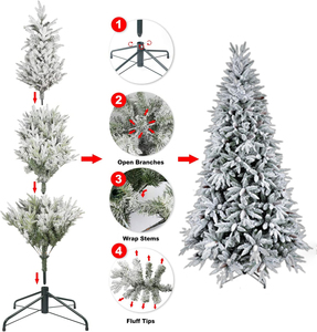 Árbol de Navidad Blanco Flocado con Luces, Árbol de Navidad de Abeto Blanco de 7 Pies, Venta Caliente OEM/ODM - Product Image 4