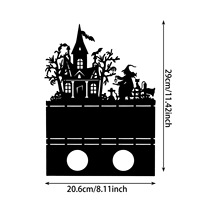 Tempat Lilin Siluet Besi Halloween, Ornamen Meja Tengkorak Hantu Penyihir 3D Dekorasi Pesta Seram
