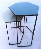 Ensemble de tables basses en laiton avec cylindre martelé rond en métal moderne Meubles de décoration pour salon et lobby