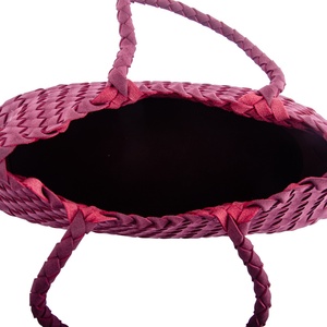 女性用スエード織りハンドバッグ,ハンドル付きパープルレッド織りトートバッグ,ファッションソフトレザー財布OEM ODM - Product Image 4