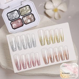 専用サテンホワイトUVジェルネイルアート4グリッド転写絵画新しいコンシーラーパッティングテクニックLEDデザイナー液体フランス語用 - Product Image 2