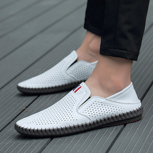 Scarpe estive da uomo, scarpe Casual da uomo in pelle cava, stile coreano traspirante cucite a mano scarpe alla moda - Product Image 1