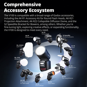 GODOX แฟลชกล้องหัวกลมสำหรับถ่ายภาพ V100f V100n V100s 100ws V100แฟลชสำหรับกล้องฟูจิฟิล์ม - Product Image 5