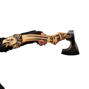 Hache à manche en bois sculpté à la main avec tête d'aigle Jexmoo, lame en acier inoxydable, tomahawk avec étui en cuir, parfait pour un cadeau - Product Image 2