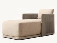Chaise longue de jardin extérieure pliable moderne en teck de loisirs européens avec coussins chaise longue pour le patio et la plage