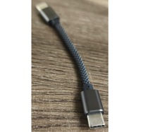 Câble audio court tressé gris double Type C, résistant à l'usure, anti-emmêlement, pour Android, ordinateur portable, lecteur DAC, amplificateur HiFi portable