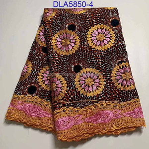 Vente en Gros Tissu Wax Hollandais Ankara Véritable de Bonne Qualité avec Broderie Cordon et Dentelle - Product Image 4