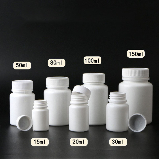 15ml 20ml 30ml 50ml 60ml 100ml 150ml Pill Bottle Plastic Medicine Vitamin Capsule Tablet Bottle Jar Packaging with Screw Cap