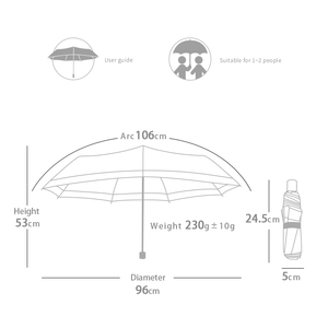 Parapluie de voyage minimaliste coréen avec bordure contrastée, protection UV UPF30+, coupe-vent, pliable en 3 sections, pour soleil et pluie - Product Image 1