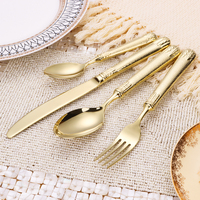 Ensemble de couverts en acier inoxydable doré, cuillères et fourchettes personnalisées pour la restauration, les hôtels et les mariages, vente en gros