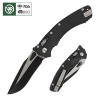 Couteau pliant Bochen à manche en plastique, acier 3Cr13 noir, couteau EDC, couteau de chasse et de survie en plein air, couteau de poche portable